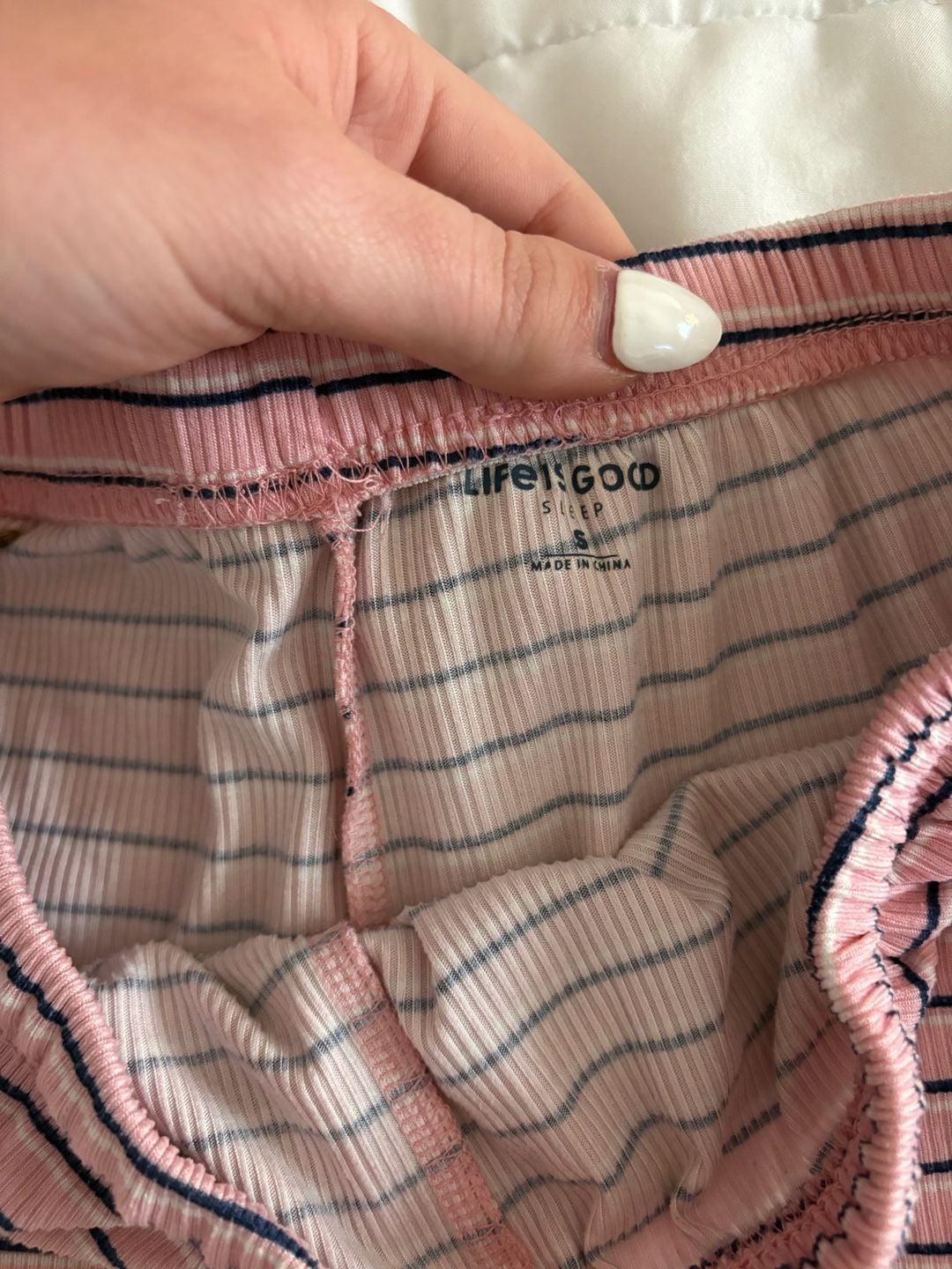 Life is Good Sleep Women's Size S Pink Striped Ribbed Lounge Shorts 3