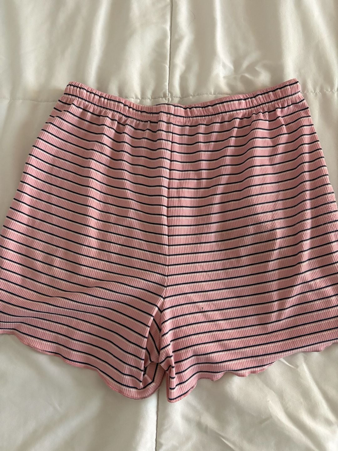 Life is Good Sleep Women's Size S Pink Striped Ribbed Lounge Shorts 4