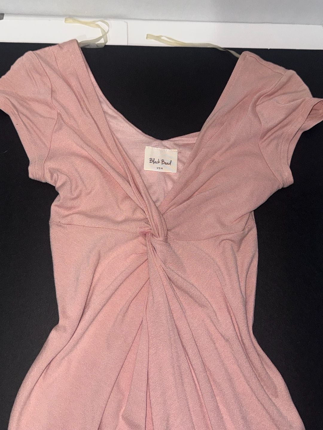 Black Bead USA Pink Twist Front Mini Dress Size S 7