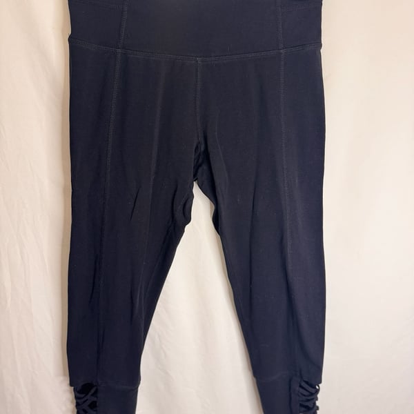 Calvin Klein Performance Black Crisscross Lace-Up Hem Leggings Size S y2k