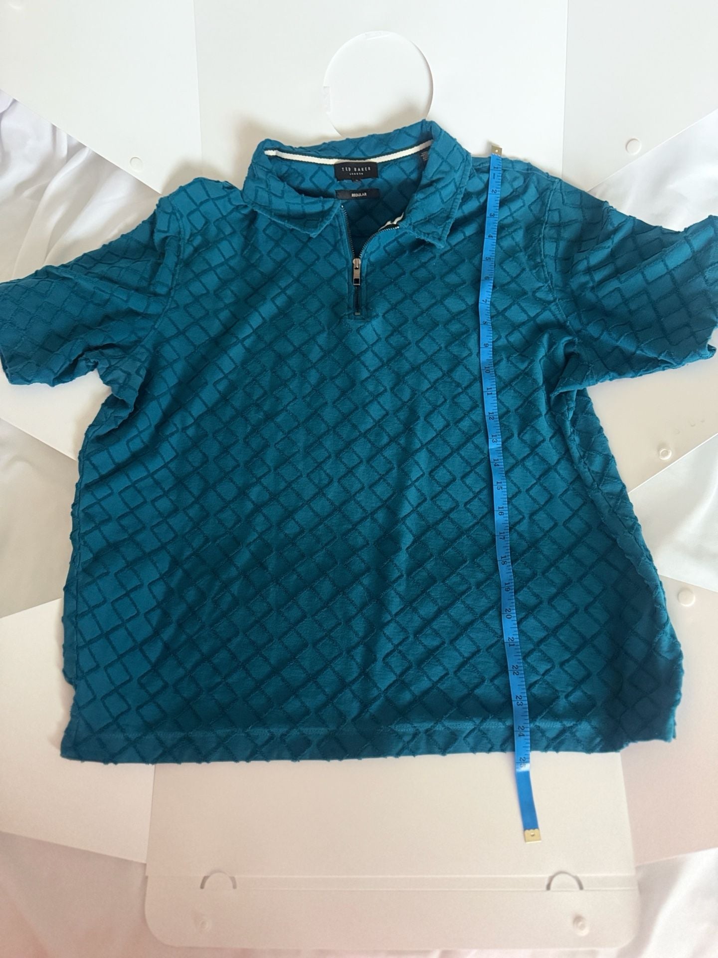 Ted Baker London Teal Textured Quarter Zip Polo Shirt Size L 2