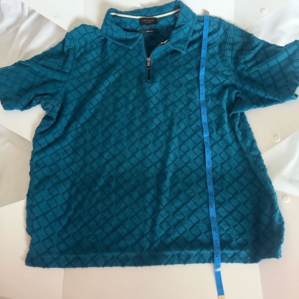 Ted Baker London Teal Textured Quarter Zip Polo Shirt Size L