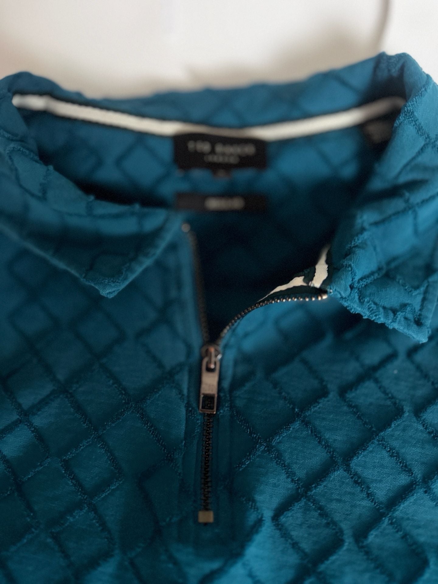 Ted Baker London Teal Textured Quarter Zip Polo Shirt Size L 3