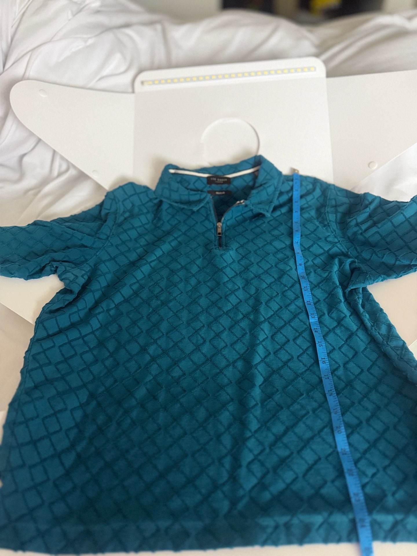 Ted Baker London Teal Textured Quarter Zip Polo Shirt Size L 4