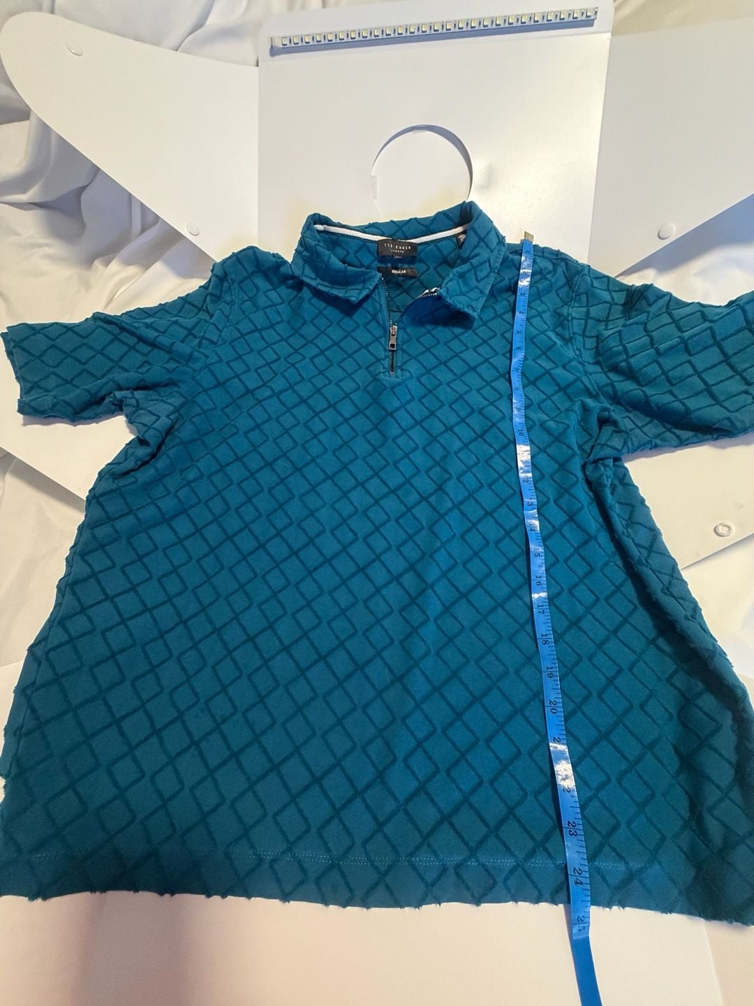 Ted Baker London Teal Textured Quarter Zip Polo Shirt Size L 5