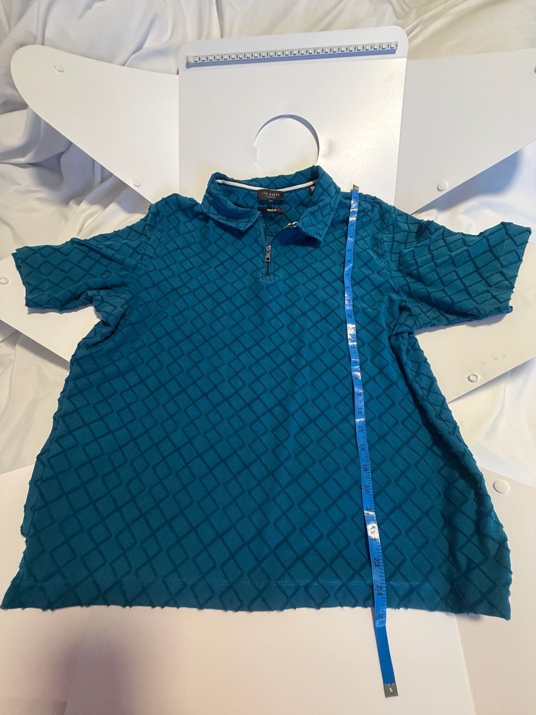 Ted Baker London Teal Textured Quarter Zip Polo Shirt Size L 6