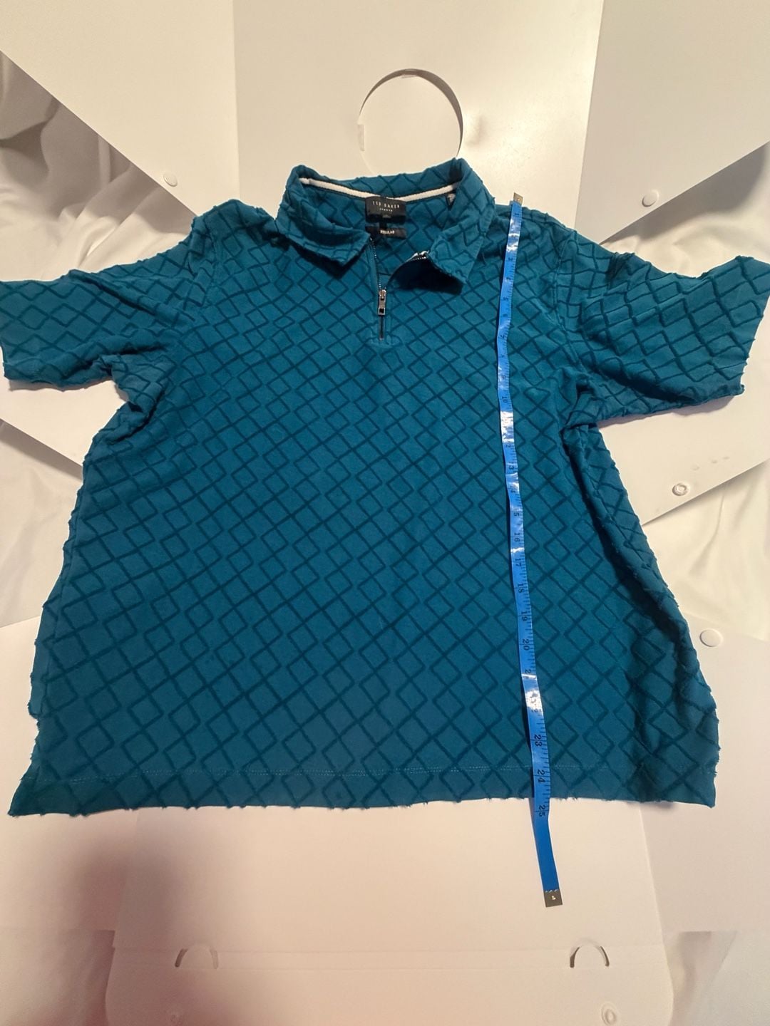 Ted Baker London Teal Textured Quarter Zip Polo Shirt Size L 7
