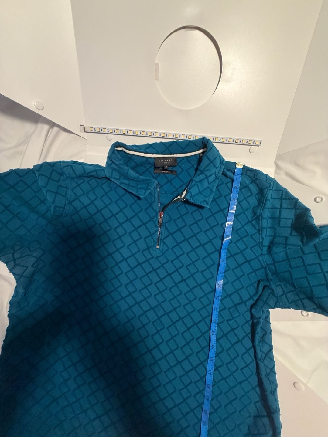 Ted Baker London Teal Textured Quarter Zip Polo Shirt Size L 8