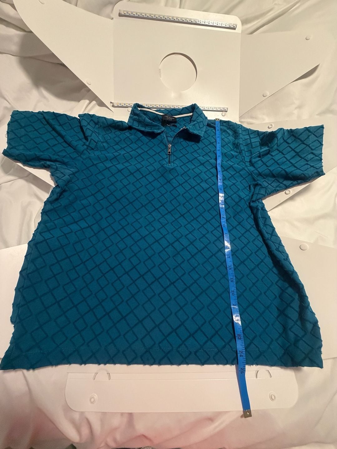 Ted Baker London Teal Textured Quarter Zip Polo Shirt Size L 9