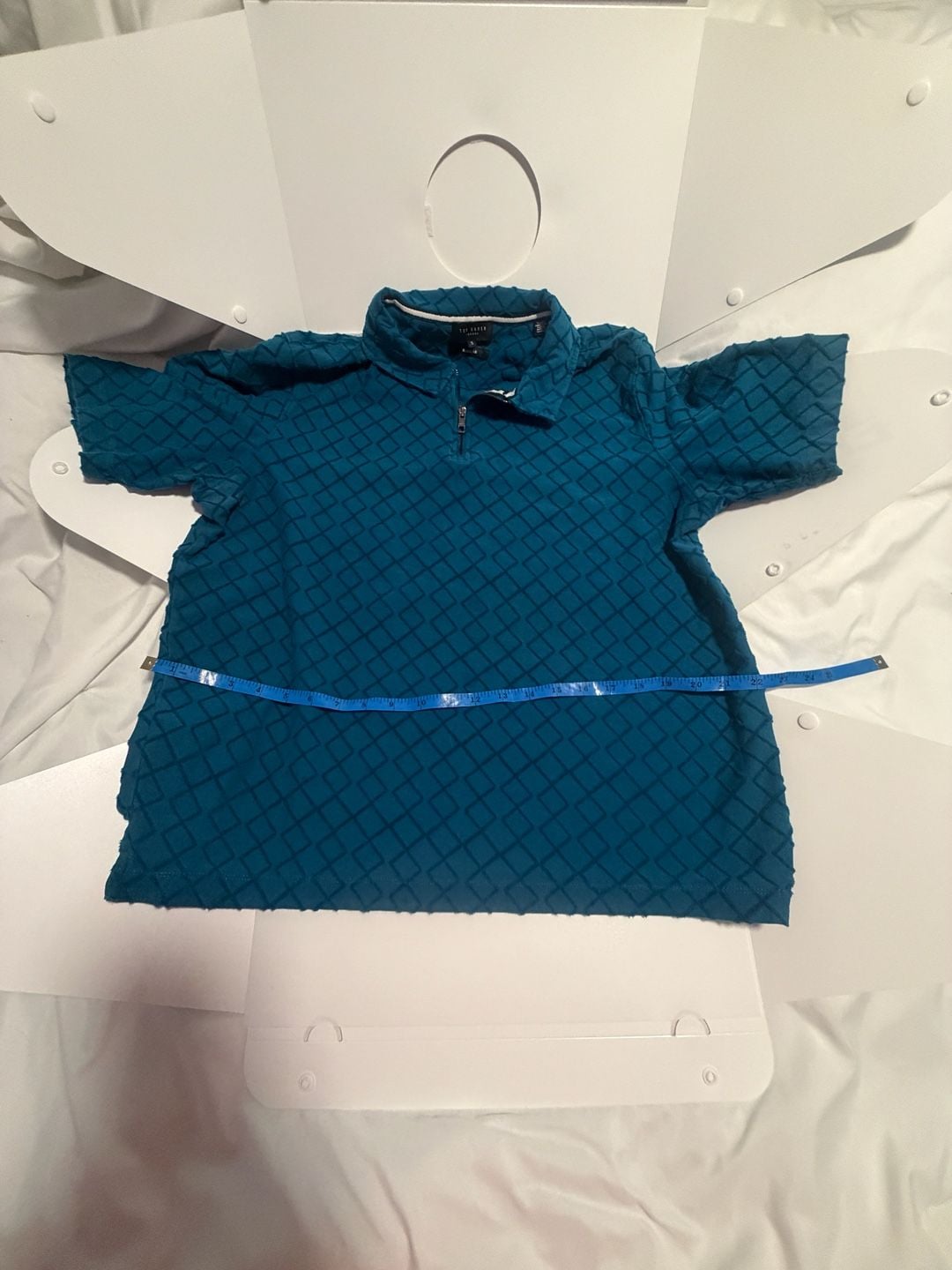 Ted Baker London Teal Textured Quarter Zip Polo Shirt Size L 10