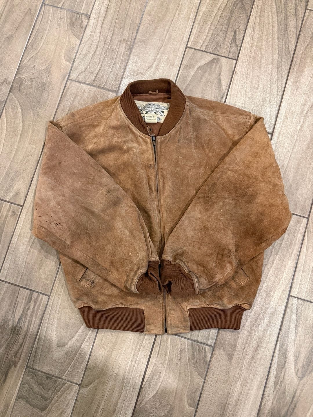 Vintage Banana Republic Safari & Travel Leather Bomber Jacket Size M 2