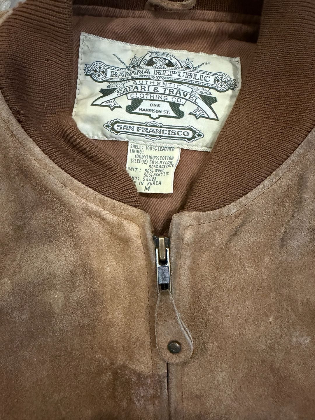 Vintage Banana Republic Safari & Travel Leather Bomber Jacket Size M 7
