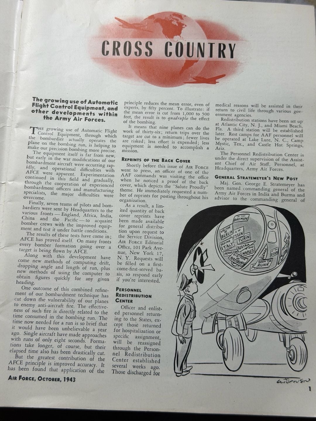 Vintage Air Force Service Journal October 1943 Magazine MINT 3