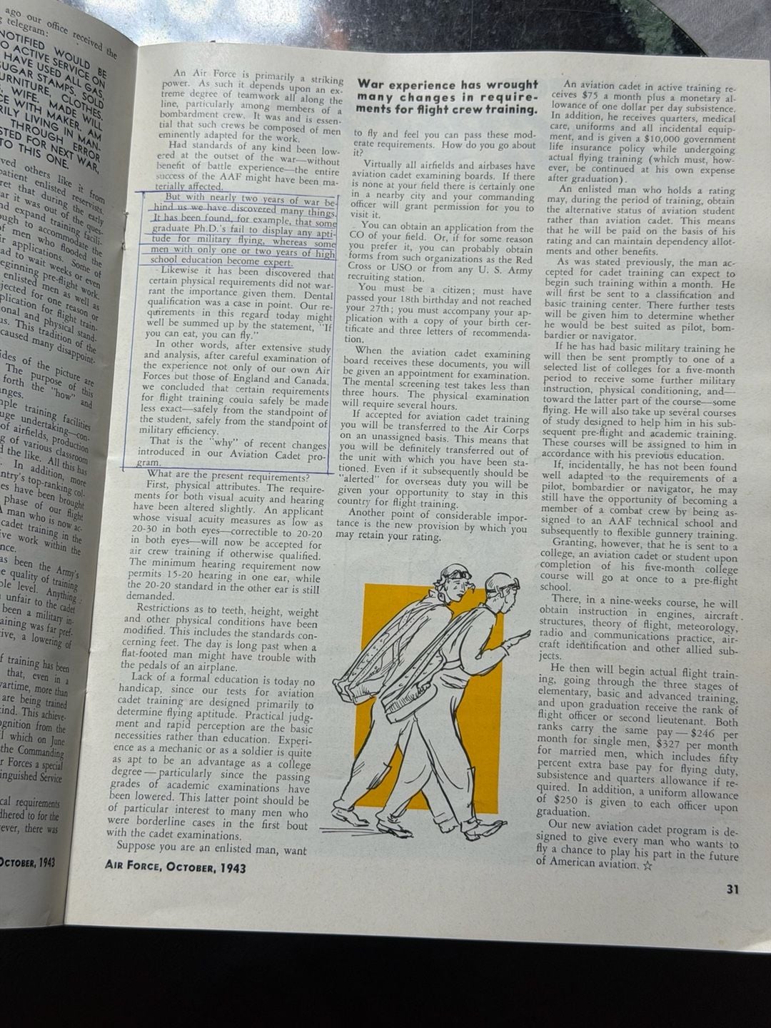 Vintage Air Force Service Journal October 1943 Magazine MINT 7
