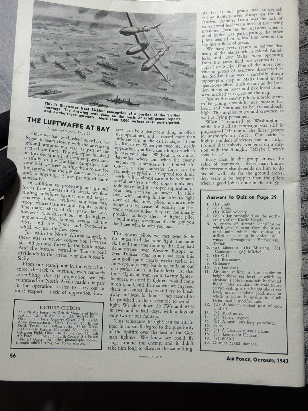Vintage Air Force Service Journal October 1943 Magazine MINT 14