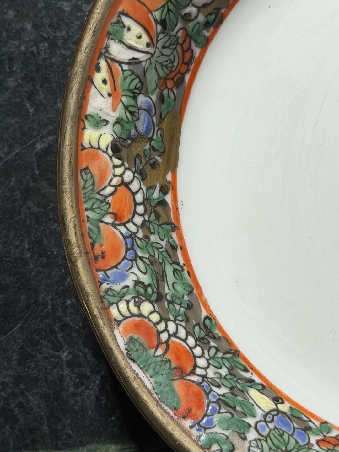 Japanese Famille Rose Floral and Butterfly Porcelain Bowl Made in Macau 2