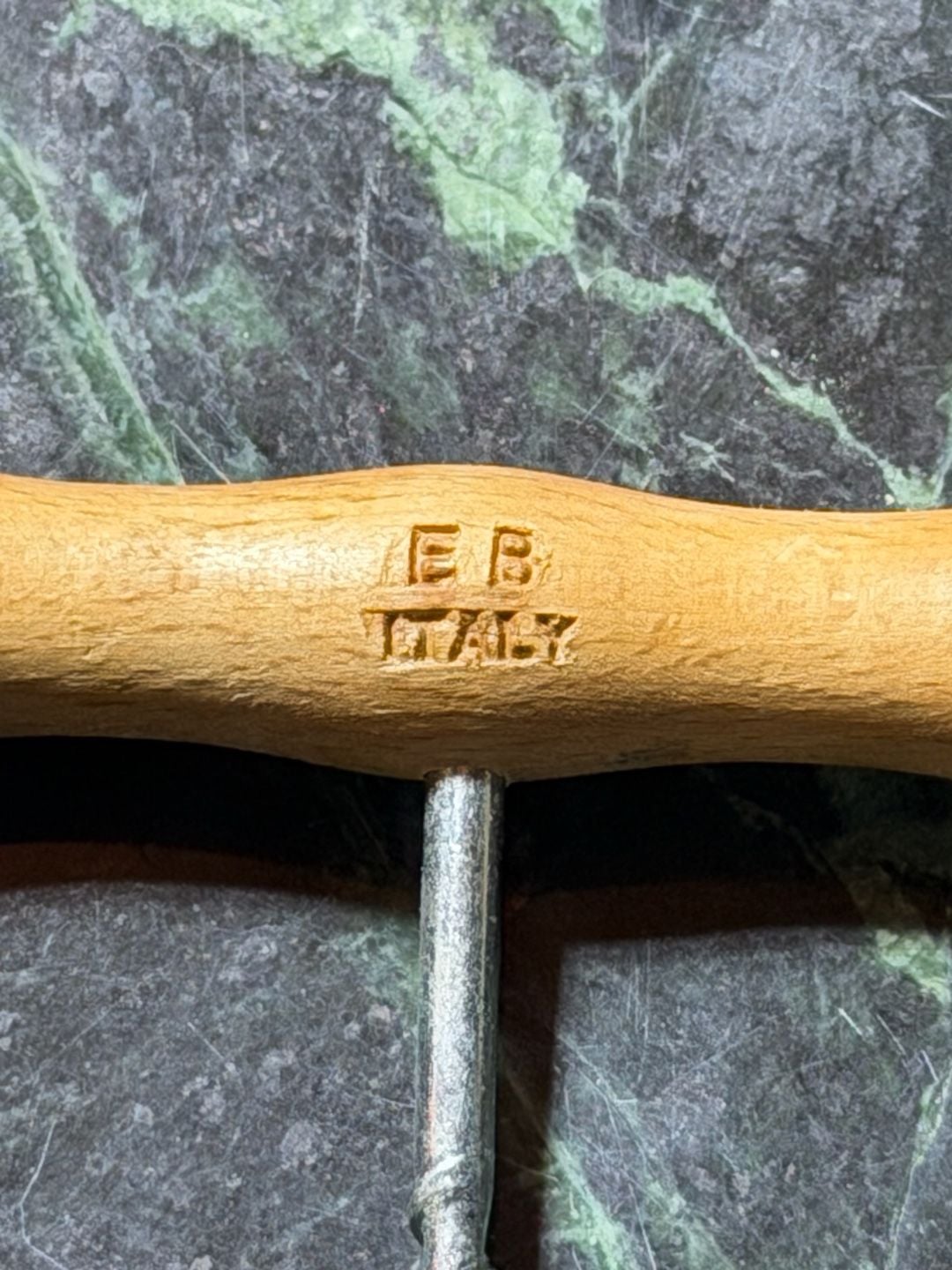 Vintage EB Italy Wooden T-Handle Corkscrew with Star Detail 1