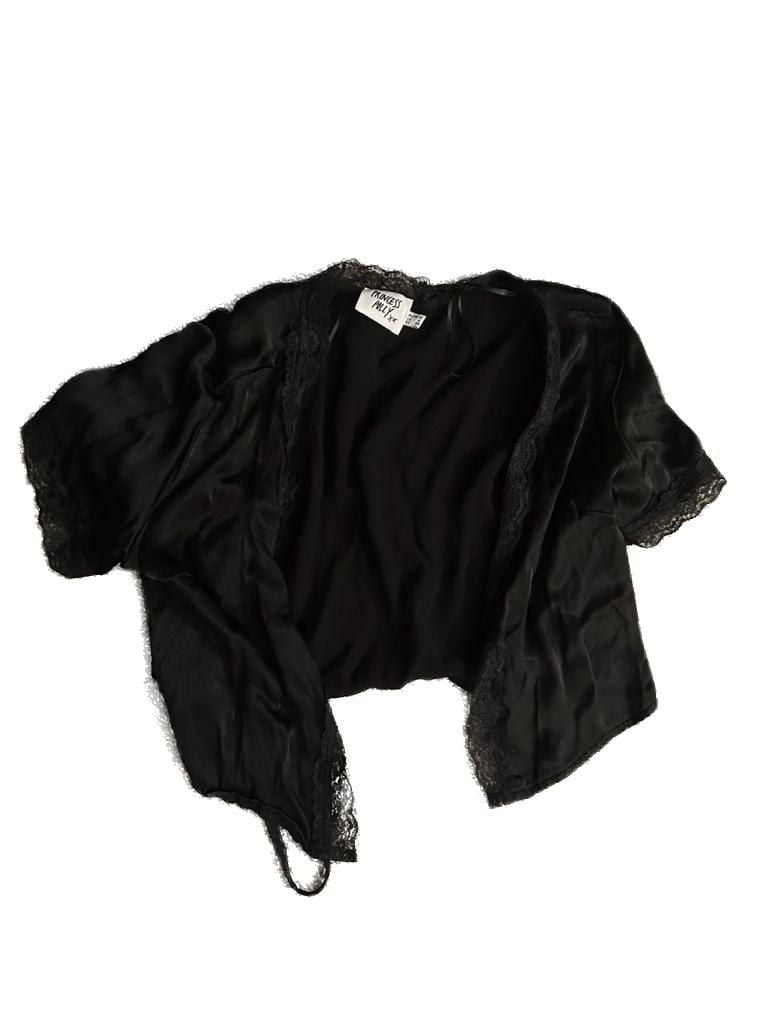 Princess Polly Black Satin Lace Trim Tie Front Shrug Size US 6 2