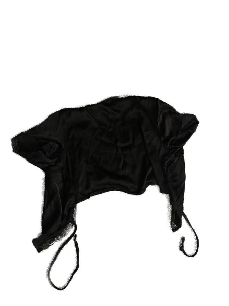 Princess Polly Black Satin Lace Trim Tie Front Shrug Size US 6 3