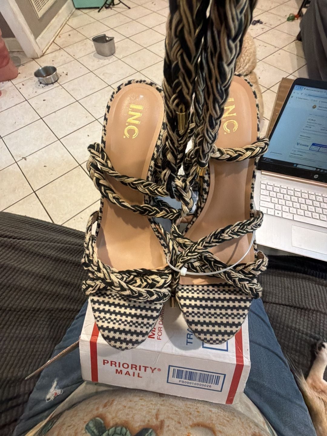 I.N.C. Cambri Lace-Up Braided Wedge Sandals Size 12M 2