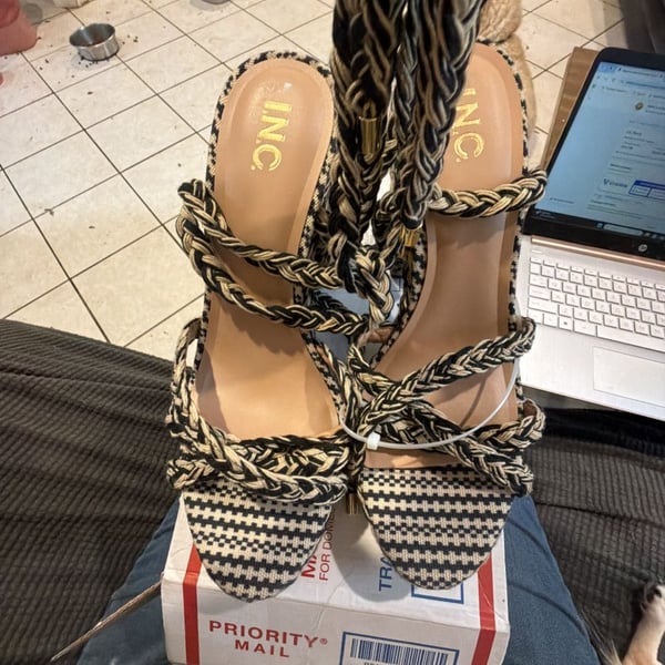 I.N.C. Cambri Lace-Up Braided Wedge Sandals Size 12M