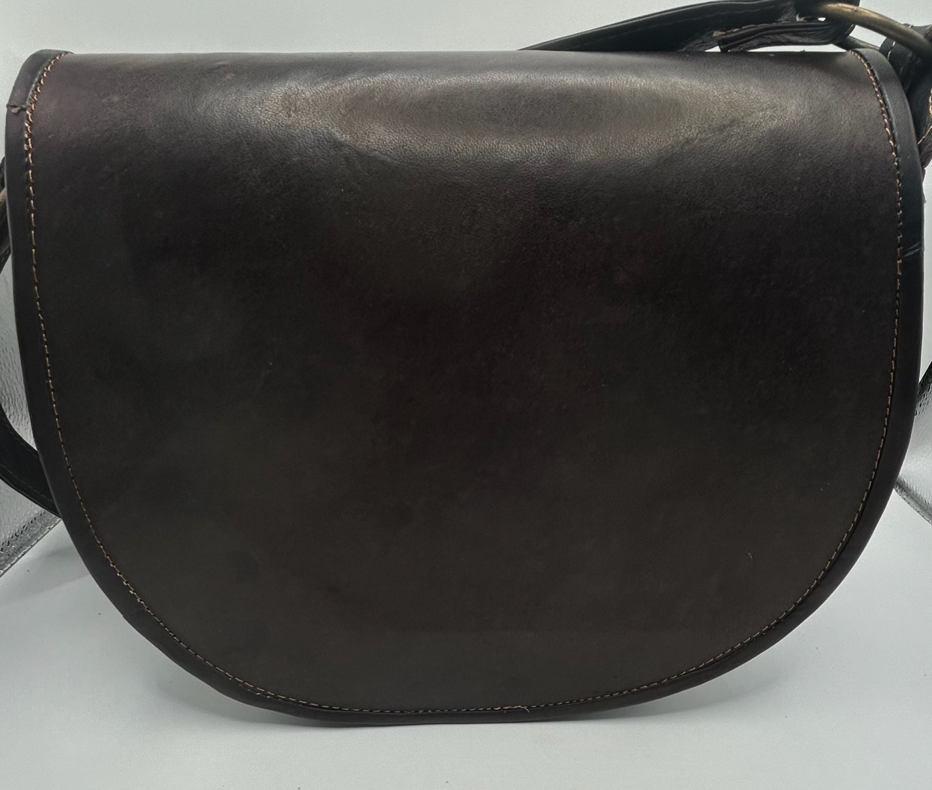 Vintage Western Style Brown Leather Saddle Crossbody Bag 4