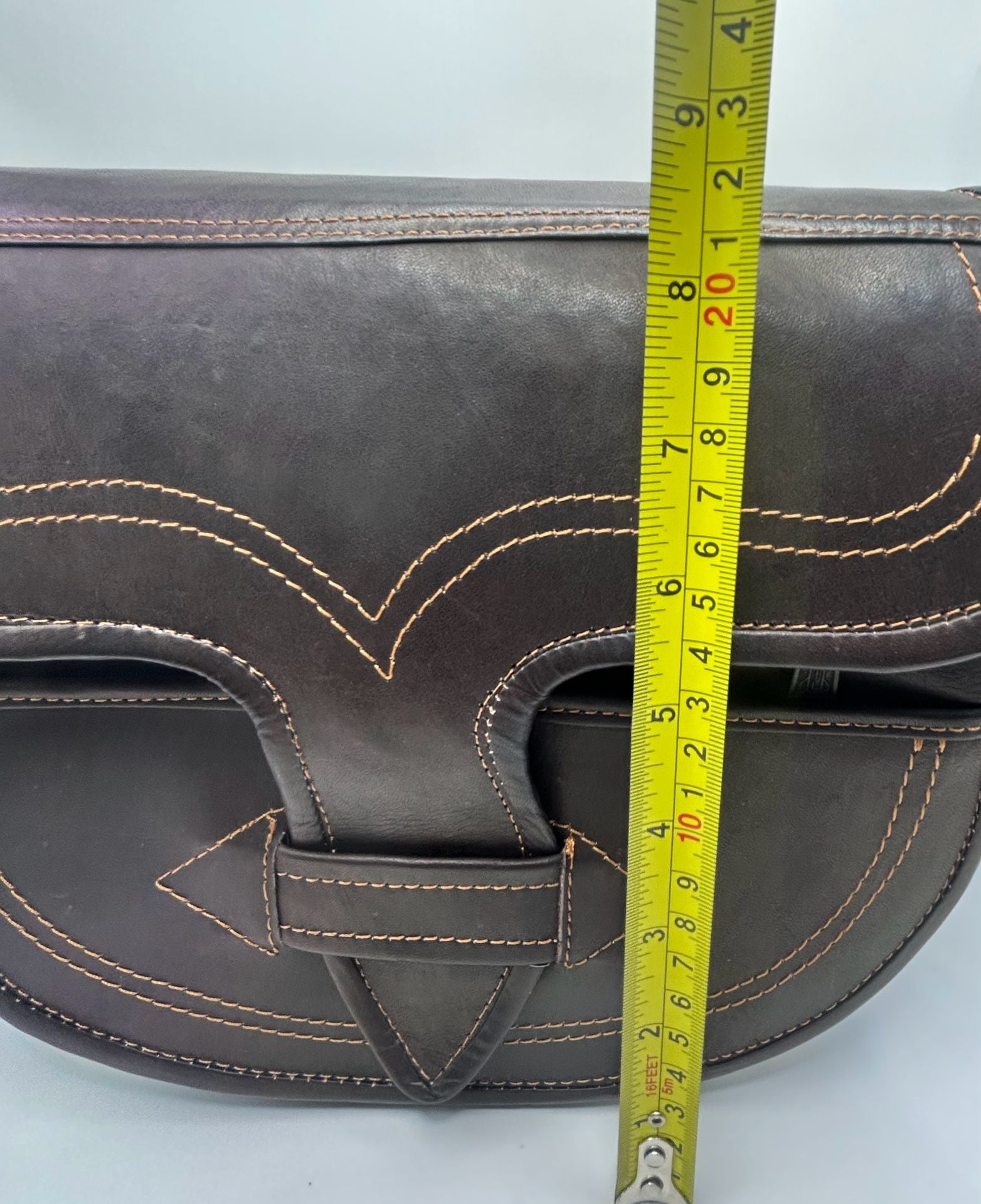 Vintage Western Style Brown Leather Saddle Crossbody Bag 9
