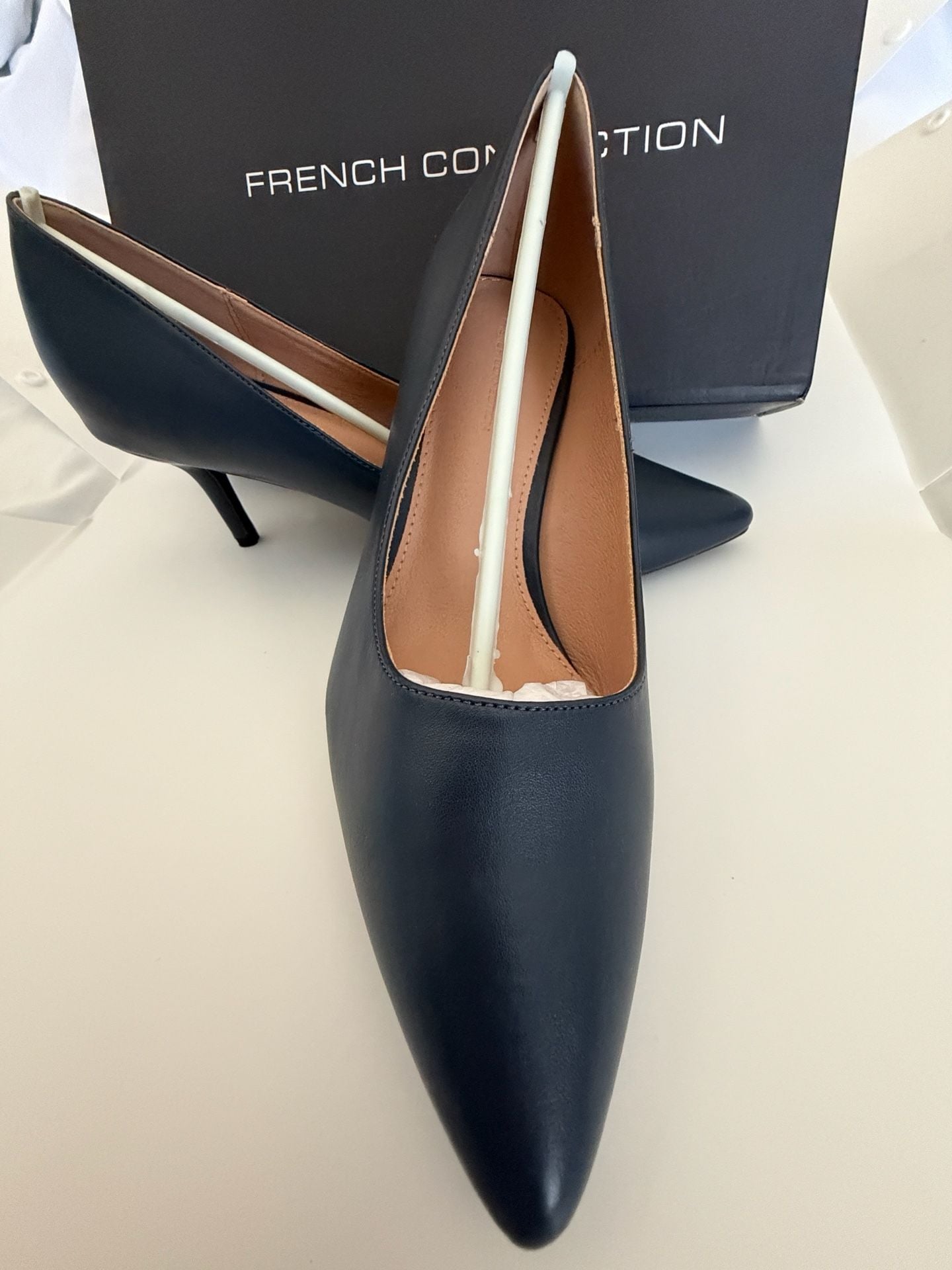 French Connection Navy Blue Pointed Toe Kitten Heel Pumps 3