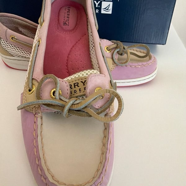 Sperry Top-Sider Pink and Cream Mesh Boat Shoes