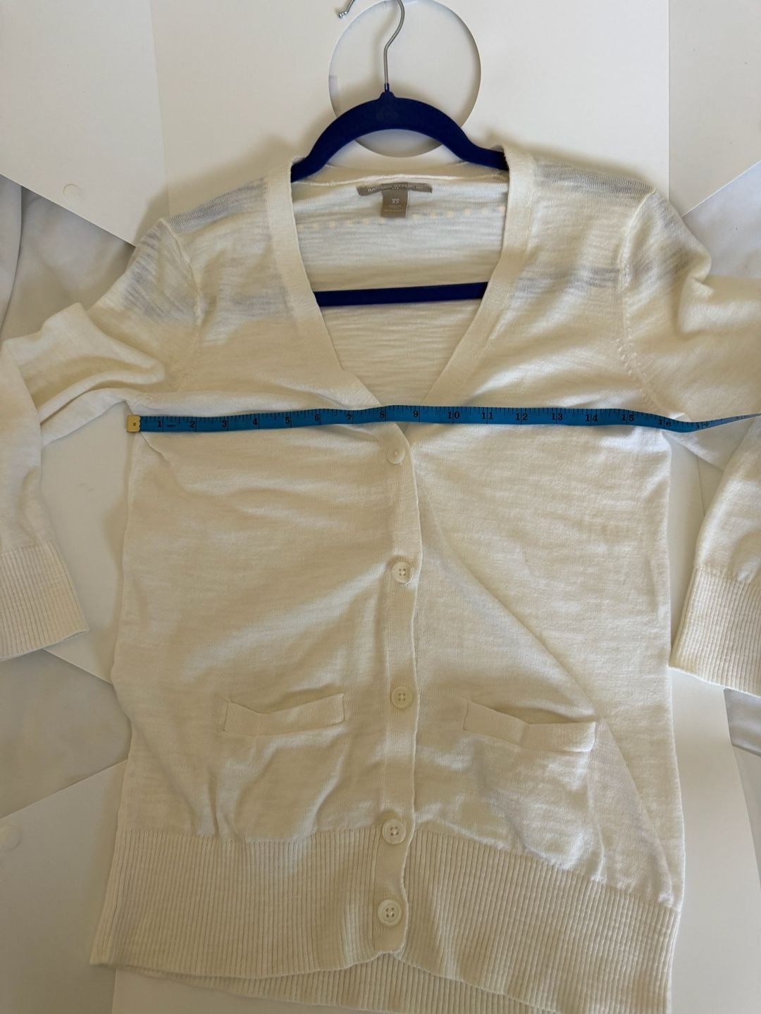 Banana Republic Women's White 100% Cotton V-Neck Button-Down Cardigan Size XS 7