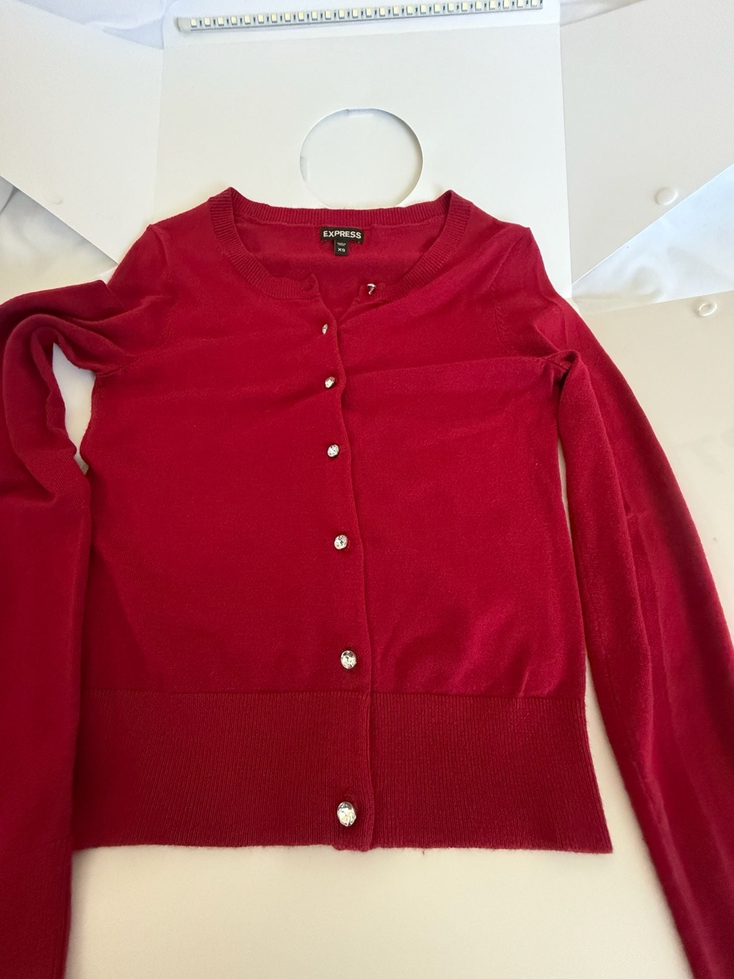 Express Red Button-Front Cardigan Sweater Size XS 2