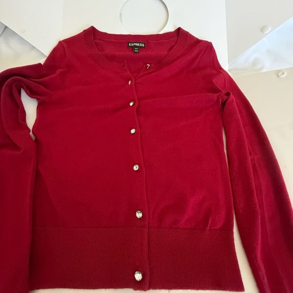 Express Red Button-Front Cardigan Sweater Size XS