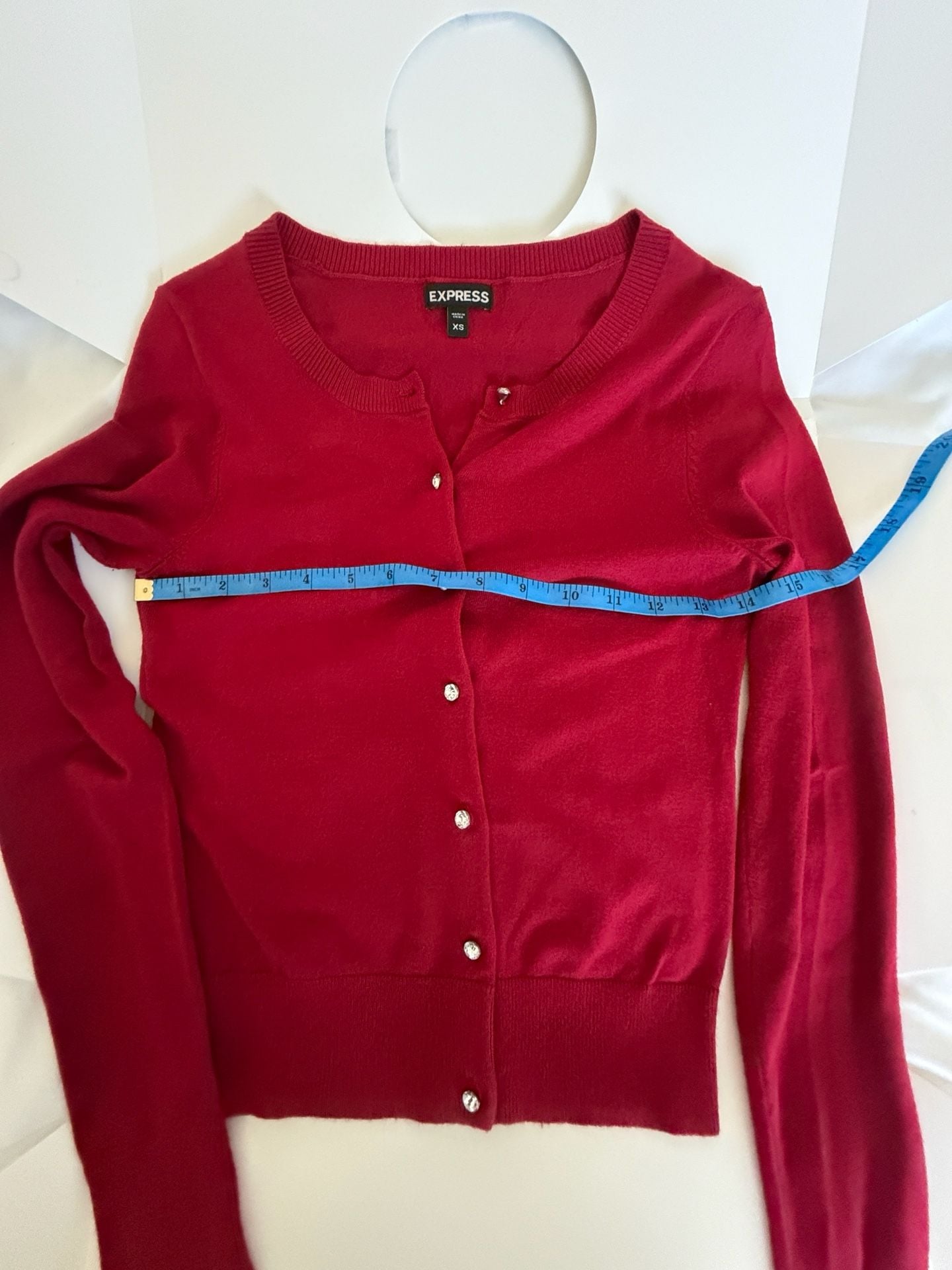 Express Red Button-Front Cardigan Sweater Size XS 5