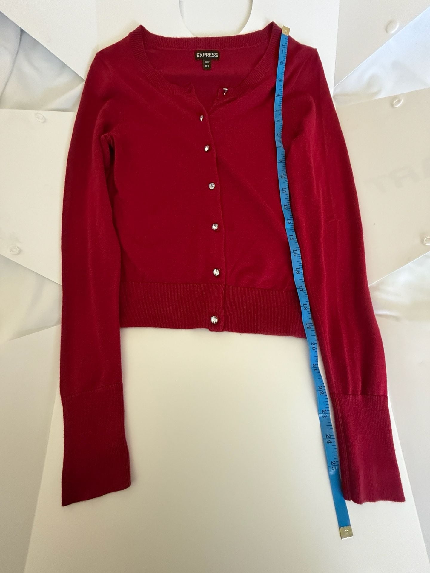Express Red Button-Front Cardigan Sweater Size XS 6