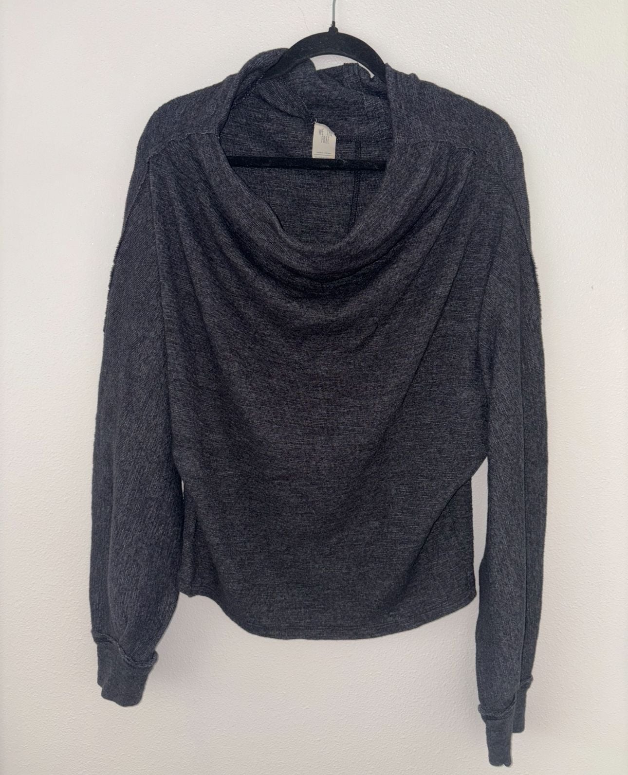 We The Free Charcoal Grey Cowl Neck Long Sleeve Pullover Top 2
