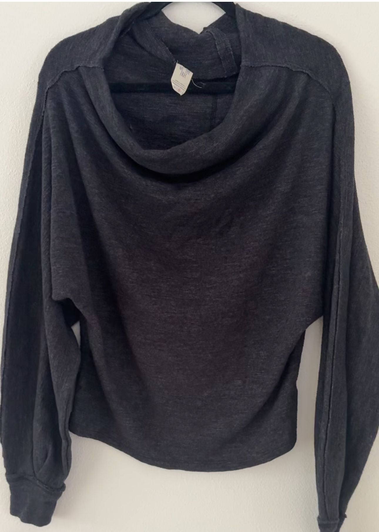 We The Free Charcoal Grey Cowl Neck Long Sleeve Pullover Top 6