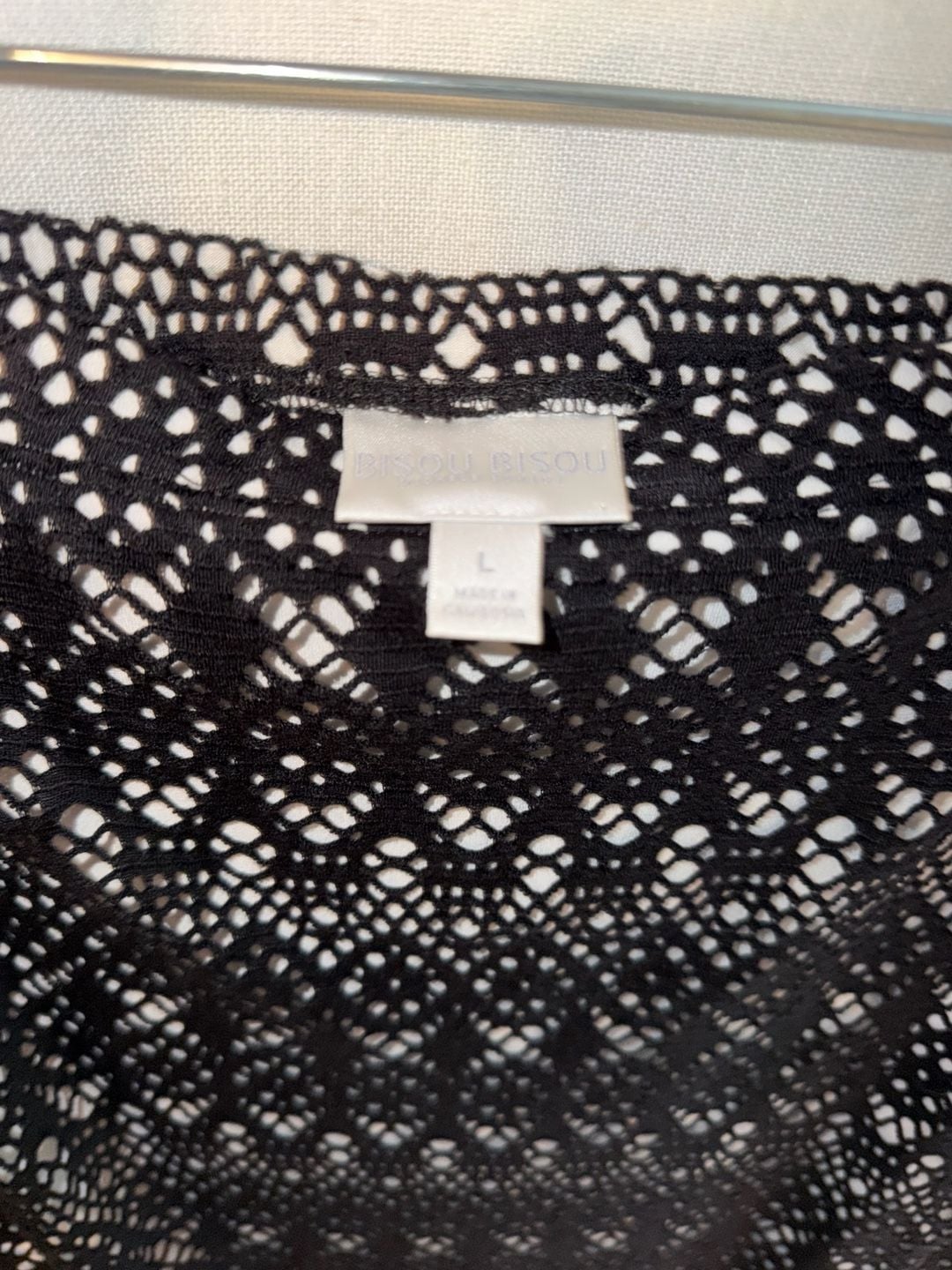 Bisou Bisou Black Lace Overlay Midi Skirt Size L 6