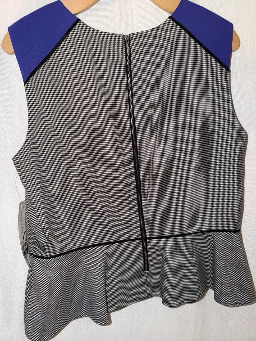 Nine West Size 12 Houndstooth Peplum Sleeveless Top 9