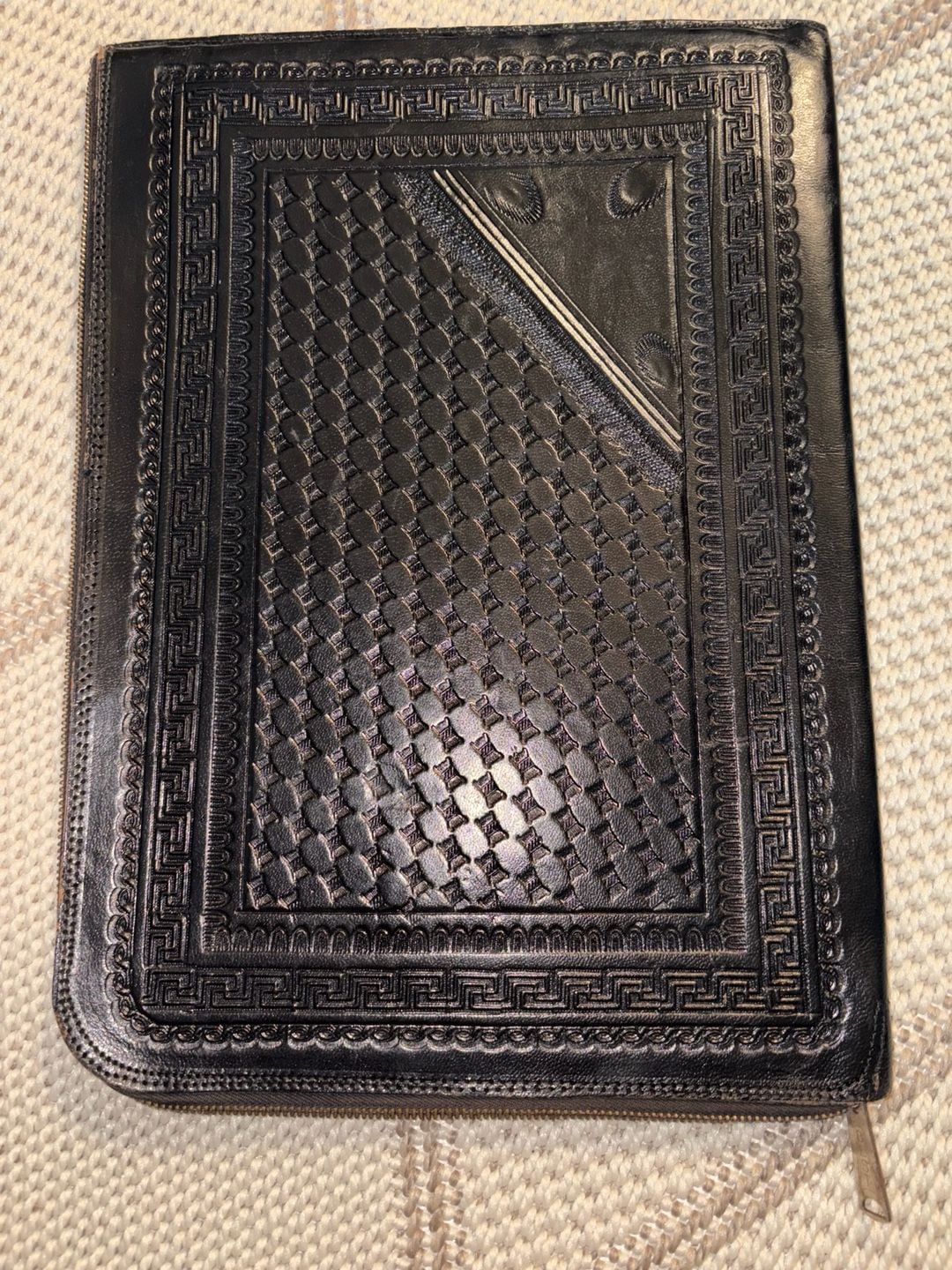 Vintage Pymsa Mexico Envelope/Portfoilio Leather Clutch Aztec Style 4