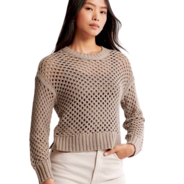 Abercrombie & Fitch 100% Cotton Open Knit Crewneck Sweater Size S