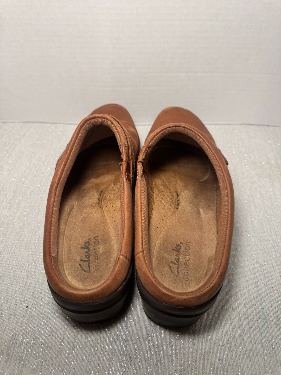 Clarks Collection Brown Leather Clog Mules Size 11 3