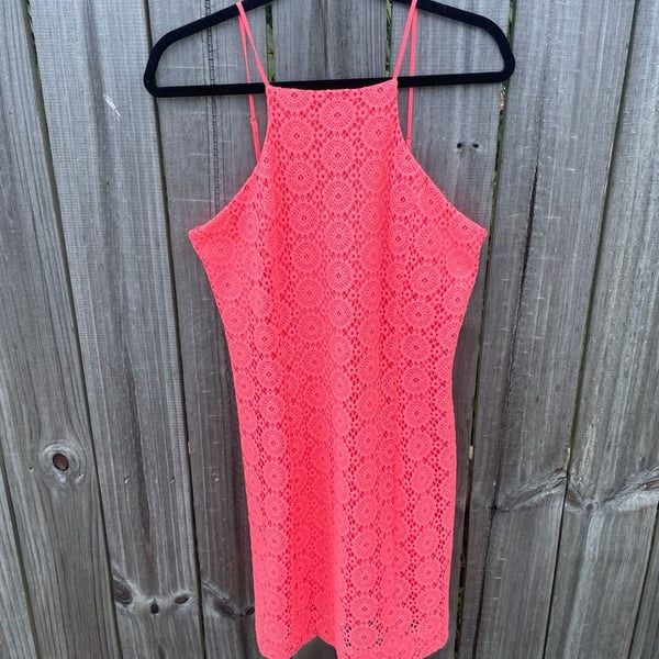 Lilly Pulitzer Pink Lace High Neck Dress Size L
