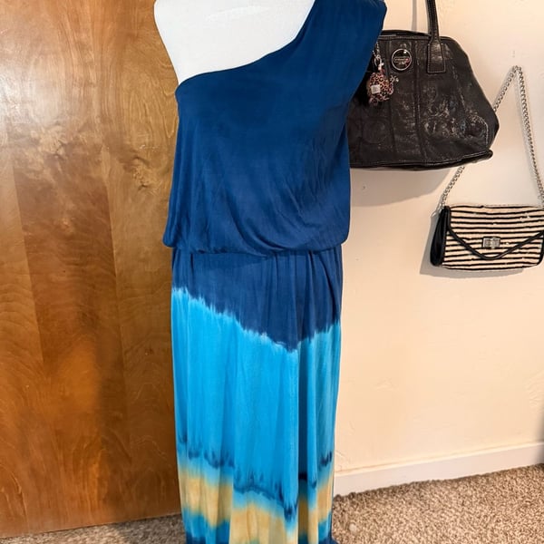 Gianni Bini One Shoulder Ombre Maxi Dress Size M