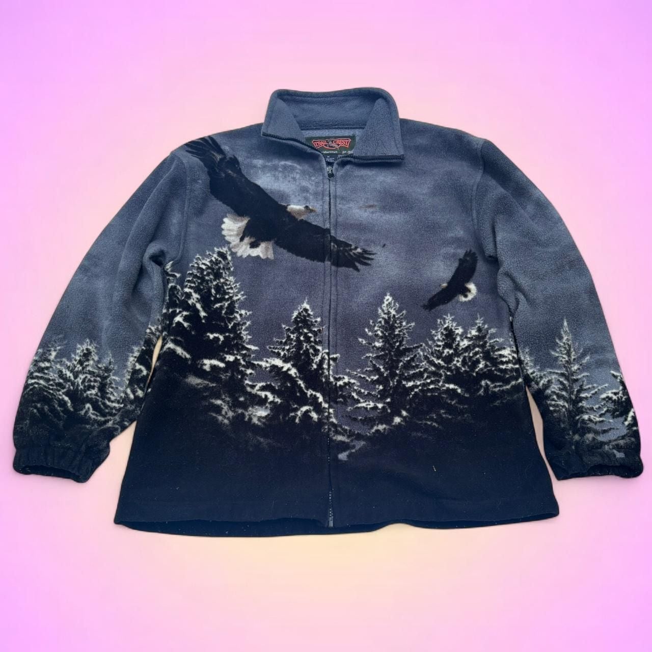 Trail Crest Eagle Forest Print Full Zip Fleece Jacket 2