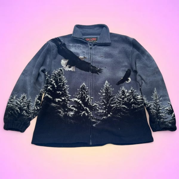 Trail Crest Eagle Forest Print Full Zip Fleece Jacket 