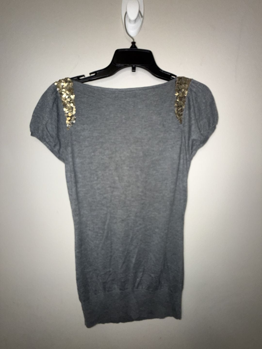 Express Design Studio Gray Sequin Shoulder Cowl Neck Sweater Size M 6