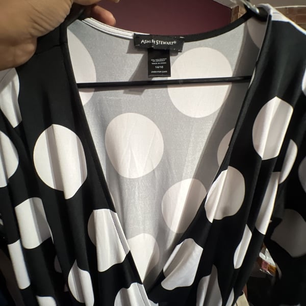 Ashley Stewart Black and White Polka Dot Wrap Dress Size 14/16