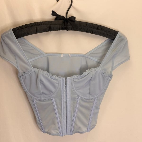 Whimsical fairy Light Blue Mesh Corset Crop Top (maybe Garage brand)