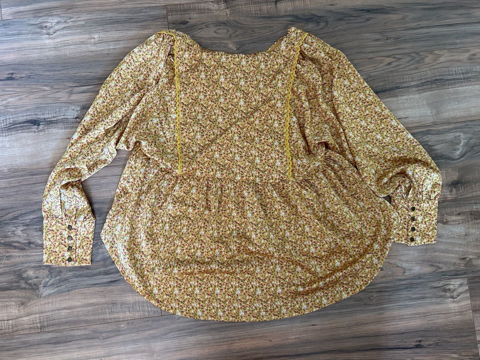 Heyson Floral Long Sleeve Peplum Blouse Size L 3