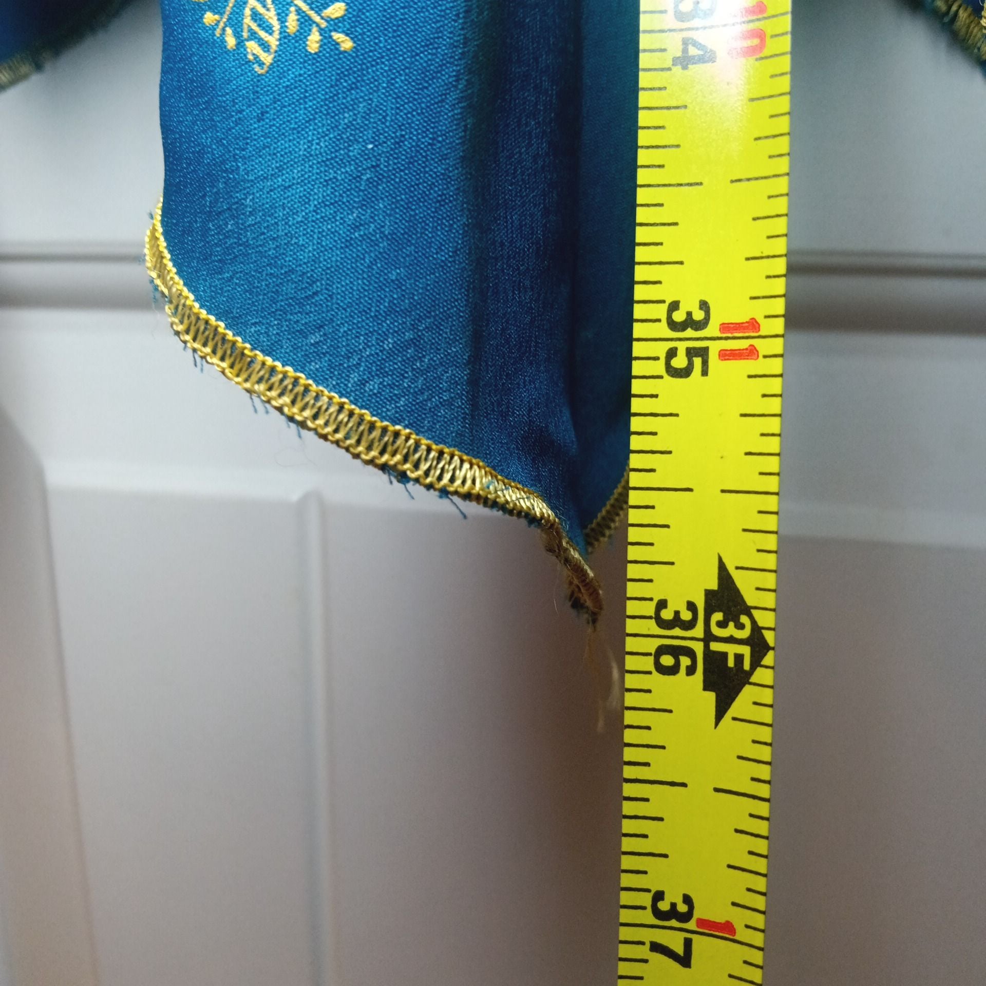 Vintage Paisley Ombre Maxi Skirt Blue Gold Elastic Waist 9